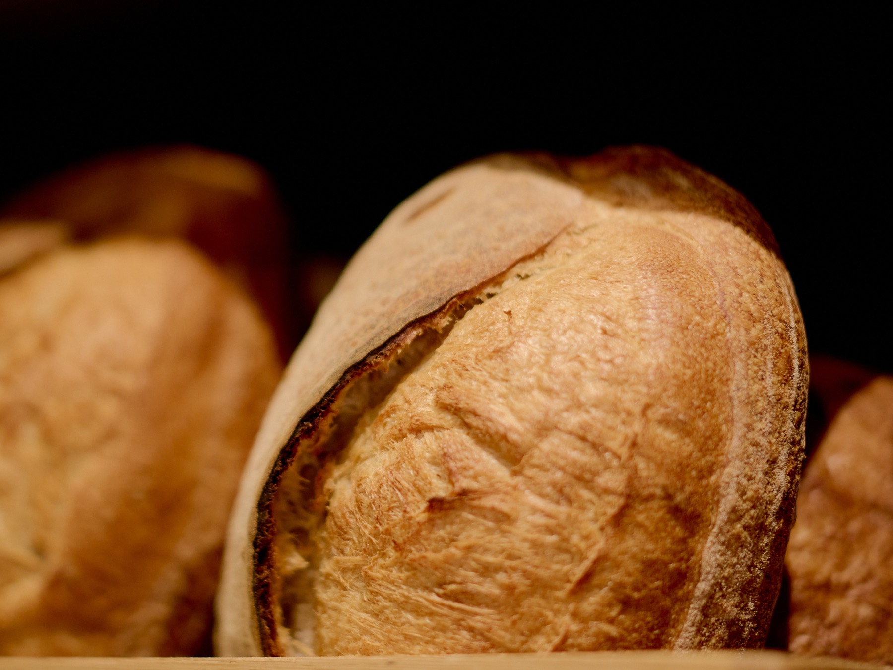 Close view of a rustic sourdough loaf